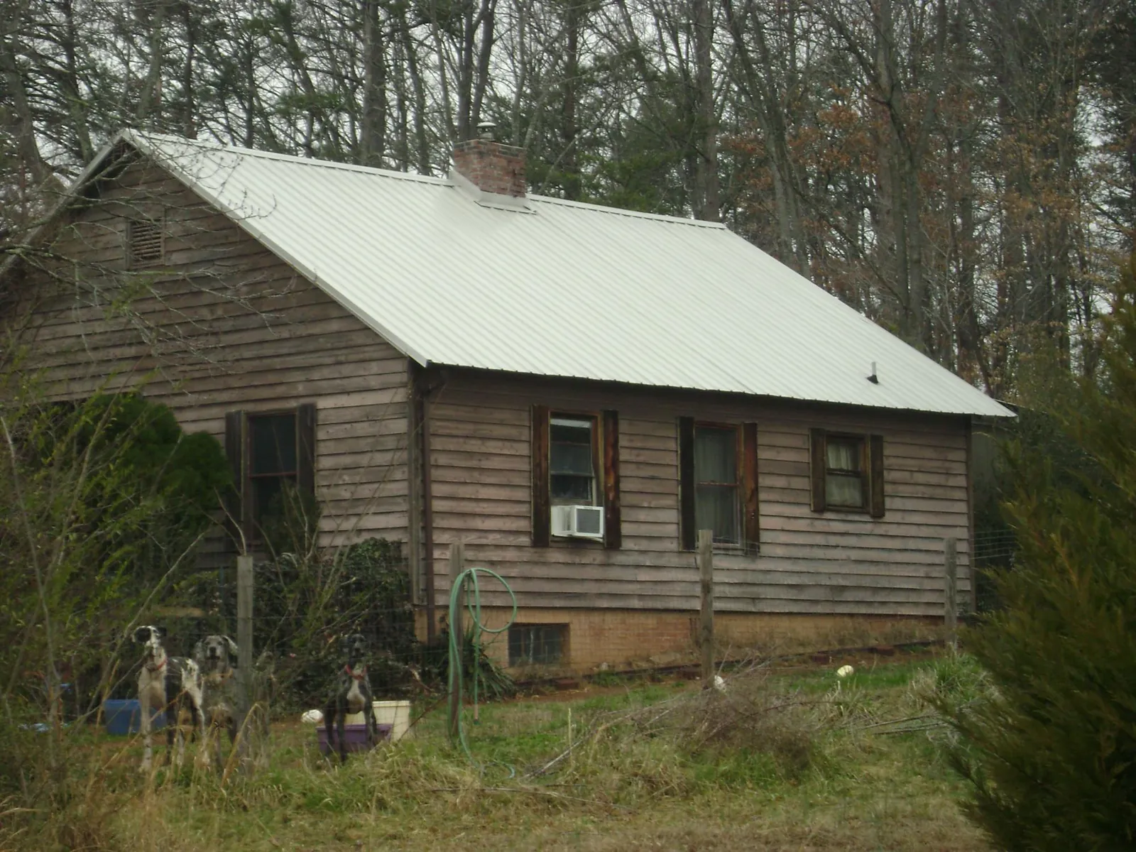 White metal roof on an old wood sided farmhouse, from a Asphalt Shingle Roof Repair job in Allons
